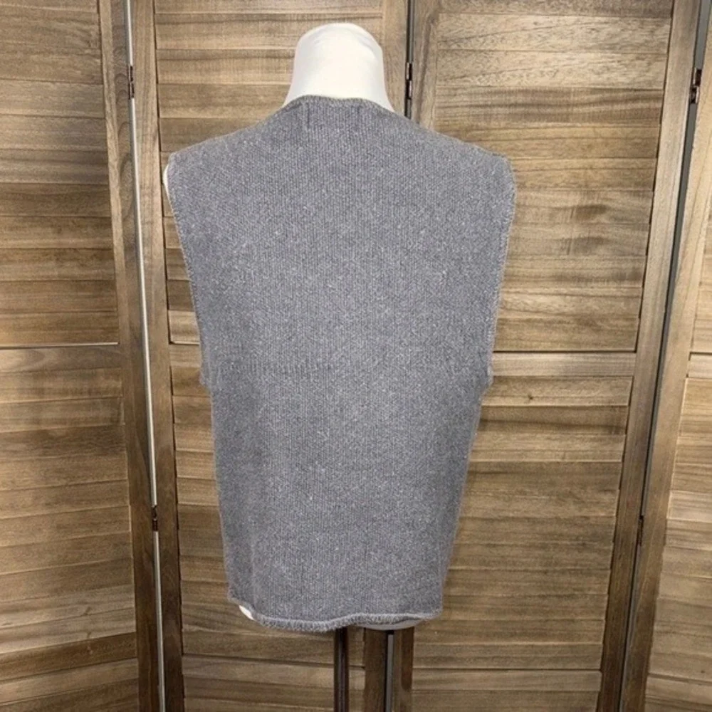 Structure Sweater Vest Mens Large La Collezioni Gray Full Zip Ramie Cotton Blend